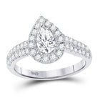 Radiant Love: 14kt White Gold Pear Diamond Halo Bridal Wedding Engagement Ring - Splendid Jewellery