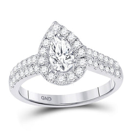 Radiant Love: 14kt White Gold Pear Diamond Halo Bridal Wedding Engagement Ring - Splendid Jewellery