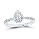 Radiant Love: 14kt White Gold Pear Diamond Halo Bridal Wedding Engagement Ring - Splendid Jewellery