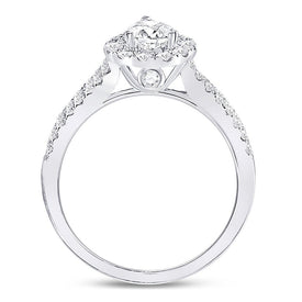 Radiant Love: 14kt White Gold Pear Diamond Halo Bridal Wedding Engagement Ring - Splendid Jewellery
