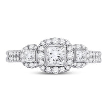 Load image into Gallery viewer, Radiant Love: 14kt White Gold Princess Diamond 3 - Stone Bridal Wedding Engagement Ring - Splendid Jewellery