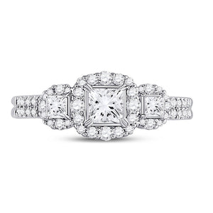 Radiant Love: 14kt White Gold Princess Diamond 3 - Stone Bridal Wedding Engagement Ring - Splendid Jewellery