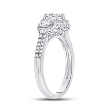 Load image into Gallery viewer, Radiant Love: 14kt White Gold Princess Diamond 3-Stone Bridal Wedding Engagement Ring - Side View