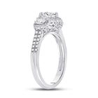 Radiant Love: 14kt White Gold Princess Diamond 3-Stone Bridal Wedding Engagement Ring - Side View