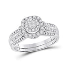 Radiant Love: 14kt White Gold Princess Diamond Bridal Wedding Ring Band Set 1/2 Cttw - Splendid Jewellery