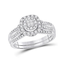 Load image into Gallery viewer, Radiant Love: 14kt White Gold Princess Diamond Bridal Wedding Ring Band Set 1/2 Cttw - Splendid Jewellery