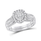 Radiant Love: 14kt White Gold Princess Diamond Bridal Wedding Ring Band Set 1/2 Cttw - Splendid Jewellery