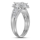Radiant Love 14kt White Gold Princess Diamond Bridal Wedding Ring Band Set - Second Side View