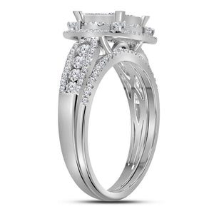 Radiant Love 14kt White Gold Princess Diamond Bridal Wedding Ring Band Set - Splendid Jewellery