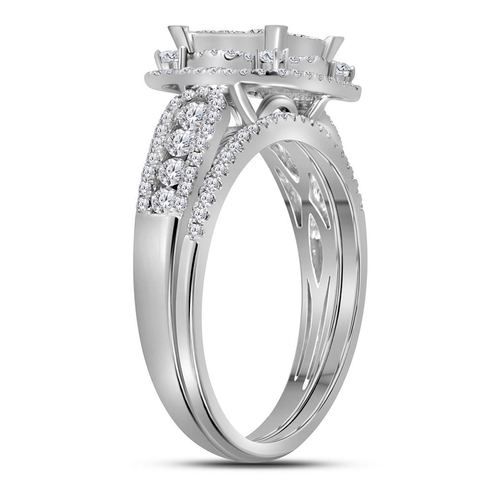 Radiant Love 14kt White Gold Princess Diamond Bridal Wedding Ring Band Set - Splendid Jewellery