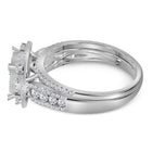 Radiant Love 14kt White Gold Princess Diamond Bridal Wedding Ring Band Set - Side View