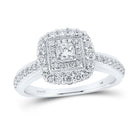 Radiant Love: 14kt White Gold Princess Diamond Halo Bridal Wedding Engagement Ring 5/8 Cttw - Splendid Jewellery