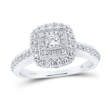 Load image into Gallery viewer, Radiant Love: 14kt White Gold Princess Diamond Halo Bridal Wedding Engagement Ring 5/8 Cttw - Splendid Jewellery