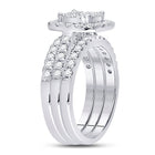 Radiant Love | 14kt White Gold Round Diamond 3 - Piece Bridal Wedding Ring Band Set 1 - 1/2 Cttw | Splendid Jewellery - Splendid Jewellery