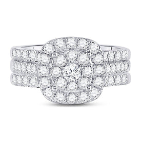 Radiant Love | 14kt White Gold Round Diamond 3 - Piece Bridal Wedding Ring Band Set 1 - 1/2 Cttw | Splendid Jewellery - Splendid Jewellery