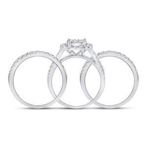 Radiant Love | 14kt White Gold Round Diamond 3 - Piece Bridal Wedding Ring Band Set 1 - 1/2 Cttw | Splendid Jewellery - Splendid Jewellery