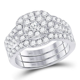Radiant Love | 14kt White Gold Round Diamond 3 - Piece Bridal Wedding Ring Band Set 1 - 1/2 Cttw | Splendid Jewellery - Splendid Jewellery