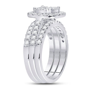 Radiant Love | 14kt White Gold Round Diamond 3 - Piece Bridal Wedding Ring Band Set 1 - 1/2 Cttw | Splendid Jewellery - Splendid Jewellery