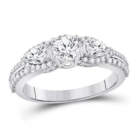 Radiant Love 14kt White Gold Round Diamond 3-stone Bridal Wedding Engagement Ring 1-1/3 Cttw - Top View