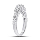 Radiant Love 14kt White Gold Round Diamond 3-stone Bridal Wedding Engagement Ring 1-1/3 Cttw - Side View
