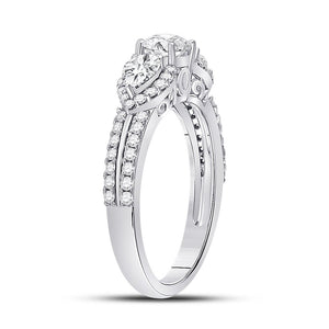 Radiant Love 14kt White Gold Round Diamond 3 - stone Bridal Wedding Engagement Ring 1 - 1/3 Cttw - Splendid Jewellery