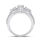 Radiant Love 14kt White Gold Round Diamond 3-stone Bridal Wedding Engagement Ring 1-1/3 Cttw - Second Side View