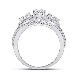 Radiant Love 14kt White Gold Round Diamond 3 - stone Bridal Wedding Engagement Ring 1 - 1/3 Cttw - Splendid Jewellery