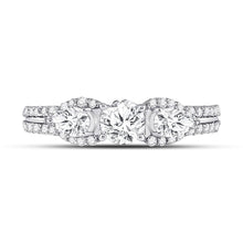 Load image into Gallery viewer, Radiant Love 14kt White Gold Round Diamond 3-stone Bridal Wedding Engagement Ring 1-1/3 Cttw - Front View