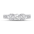Radiant Love 14kt White Gold Round Diamond 3-stone Bridal Wedding Engagement Ring 1-1/3 Cttw - Front View
