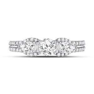 Radiant Love 14kt White Gold Round Diamond 3 - stone Bridal Wedding Engagement Ring 1 - 1/3 Cttw - Splendid Jewellery