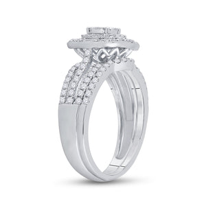 Radiant Love: 14kt White Gold Round Diamond Bridal Wedding Ring Band Set 1 Cttw - Splendid Jewellery