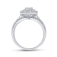 Load image into Gallery viewer, Radiant Love: 14kt White Gold Round Diamond Bridal Wedding Ring Band Set 1 Cttw - Top View