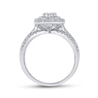 Radiant Love: 14kt White Gold Round Diamond Bridal Wedding Ring Band Set 1 Cttw - Top View