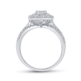 Radiant Love: 14kt White Gold Round Diamond Bridal Wedding Ring Band Set 1 Cttw - Top View