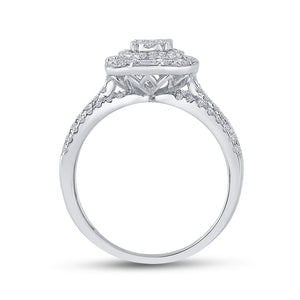 Radiant Love: 14kt White Gold Round Diamond Bridal Wedding Ring Band Set 1 Cttw - Splendid Jewellery