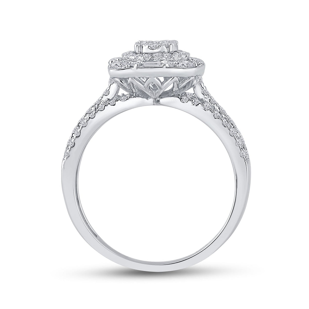 Radiant Love: 14kt White Gold Round Diamond Bridal Wedding Ring Band Set 1 Cttw - Splendid Jewellery