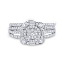 Load image into Gallery viewer, Radiant Love: 14kt White Gold Round Diamond Bridal Wedding Ring Band Set 1 Cttw - Side View