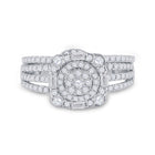 Radiant Love: 14kt White Gold Round Diamond Bridal Wedding Ring Band Set 1 Cttw - Side View