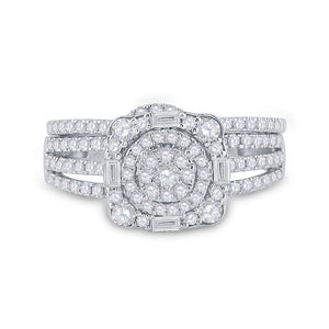 Radiant Love: 14kt White Gold Round Diamond Bridal Wedding Ring Band Set 1 Cttw - Splendid Jewellery