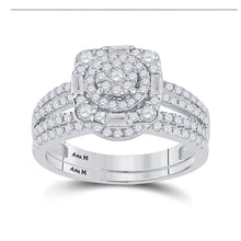 Load image into Gallery viewer, Radiant Love: 14kt White Gold Round Diamond Bridal Wedding Ring Band Set 1 Cttw - Splendid Jewellery