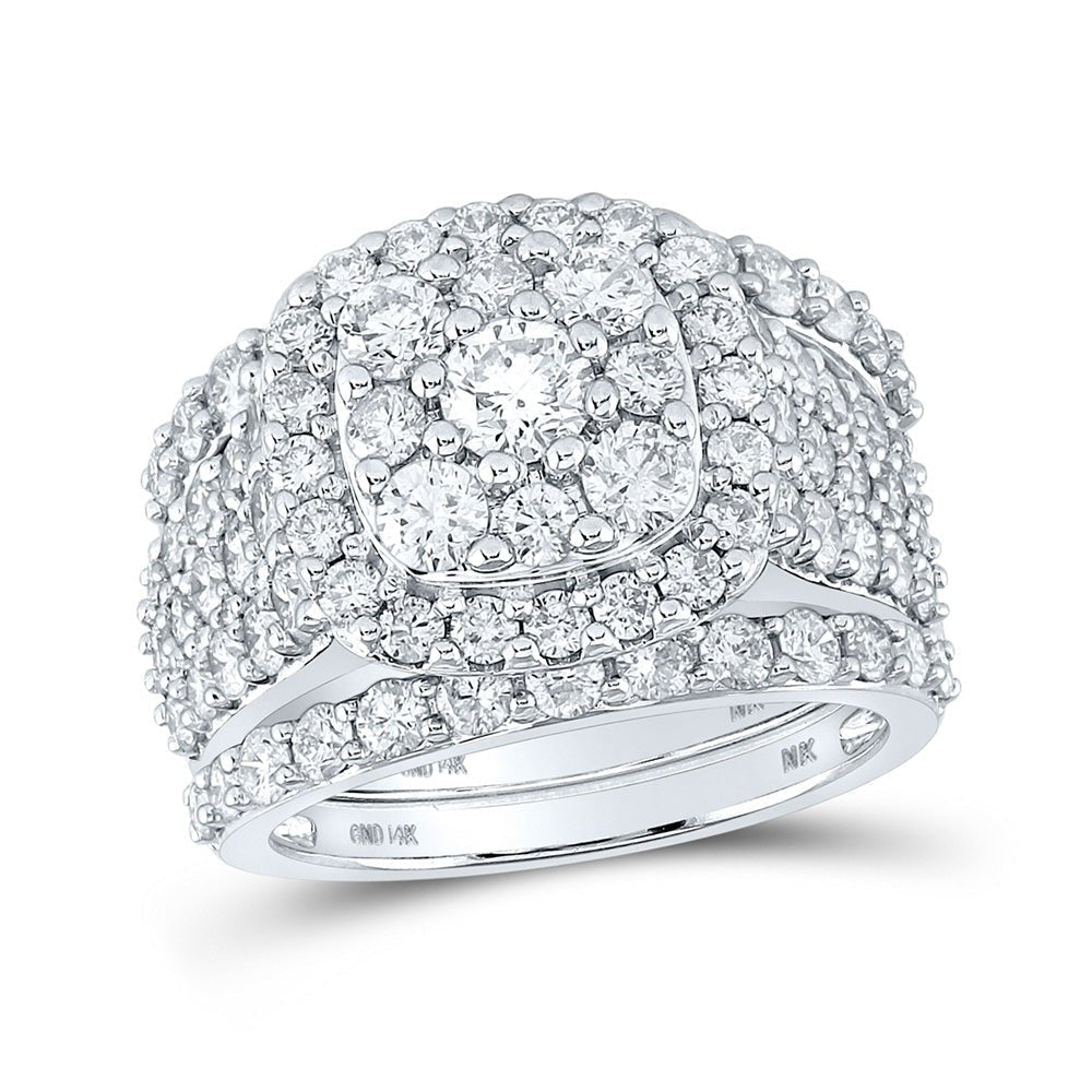 Radiant Love: 14kt White Gold Round Diamond Bridal Wedding Ring Band Set 3 - 3/4 Cttw - Splendid Jewellery