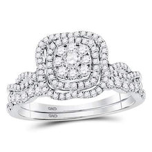 Load image into Gallery viewer, Radiant Love: 14kt White Gold Round Diamond Bridal Wedding Ring Band Set 5/8 Cttw - Side View