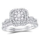 Radiant Love: 14kt White Gold Round Diamond Bridal Wedding Ring Band Set 5/8 Cttw - Side View