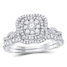 Load image into Gallery viewer, Radiant Love: 14kt White Gold Round Diamond Bridal Wedding Ring Band Set 5/8 Cttw - Top View