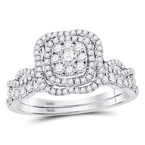 Radiant Love: 14kt White Gold Round Diamond Bridal Wedding Ring Band Set 5/8 Cttw - Splendid Jewellery