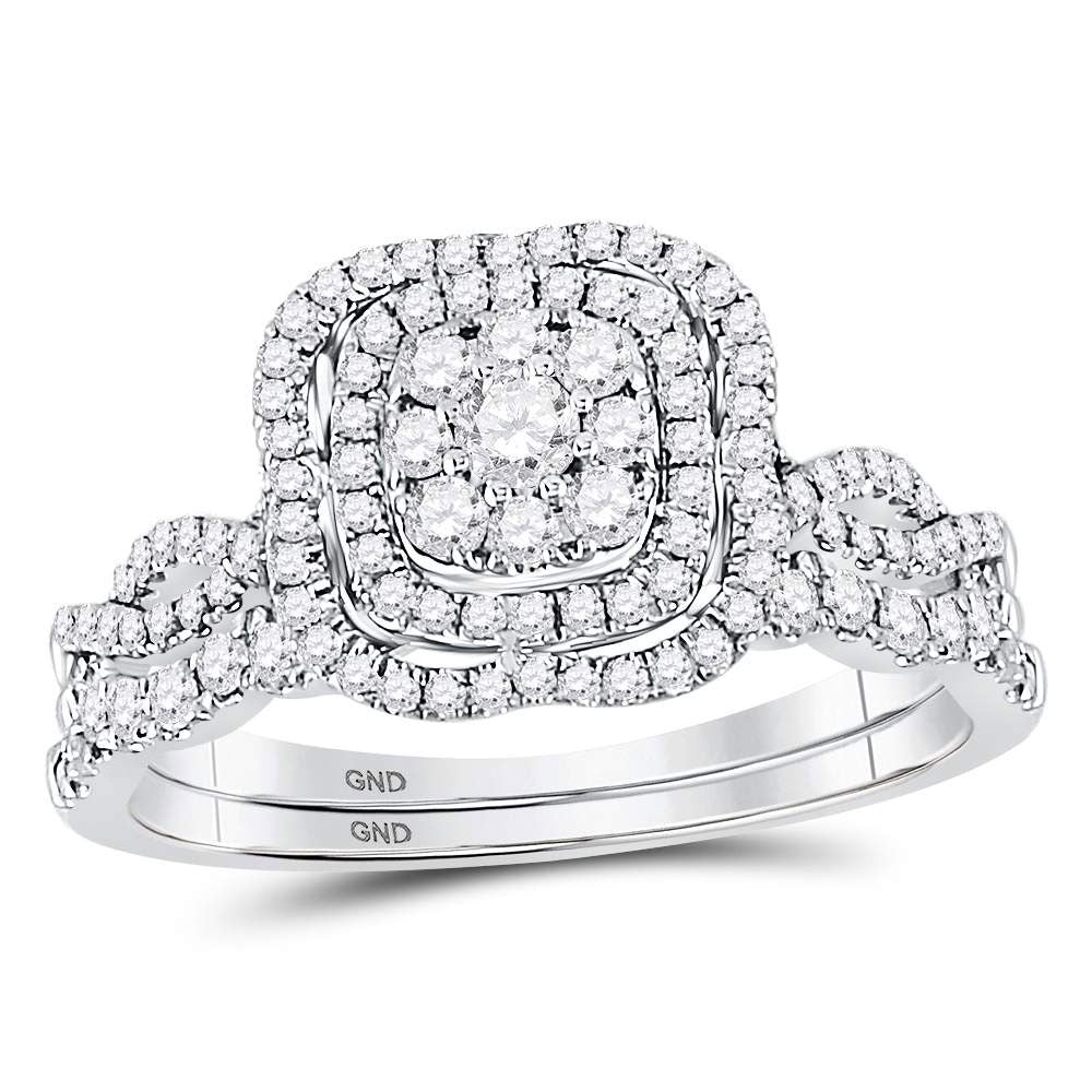 Radiant Love: 14kt White Gold Round Diamond Bridal Wedding Ring Band Set 5/8 Cttw - Splendid Jewellery