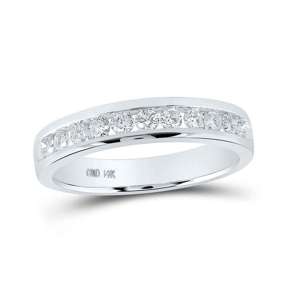 Radiant Love 14kt White Gold Round Diamond Channel Band Ring 1/2 Cttw - Splendid Jewellery
