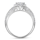 Radiant Love | 14kt White Gold Round Diamond Double Halo Bridal Wedding Ring Band Set 1 Cttw | Splendid Jewellery Side View 2 from Splendid Jewellery