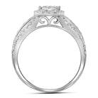 Radiant Love | 14kt White Gold Round Diamond Double Halo Bridal Wedding Ring Band Set 1 Cttw | Splendid Jewellery - Splendid Jewellery