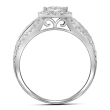 Load image into Gallery viewer, Radiant Love | 14kt White Gold Round Diamond Double Halo Bridal Wedding Ring Band Set 1 Cttw | Splendid Jewellery - Splendid Jewellery